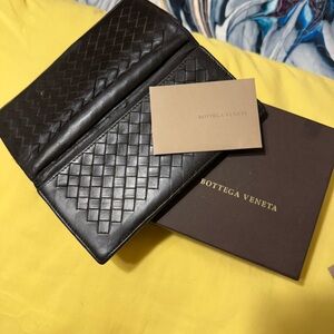Bottega Veneta Black Intrecciato Leather Wallet